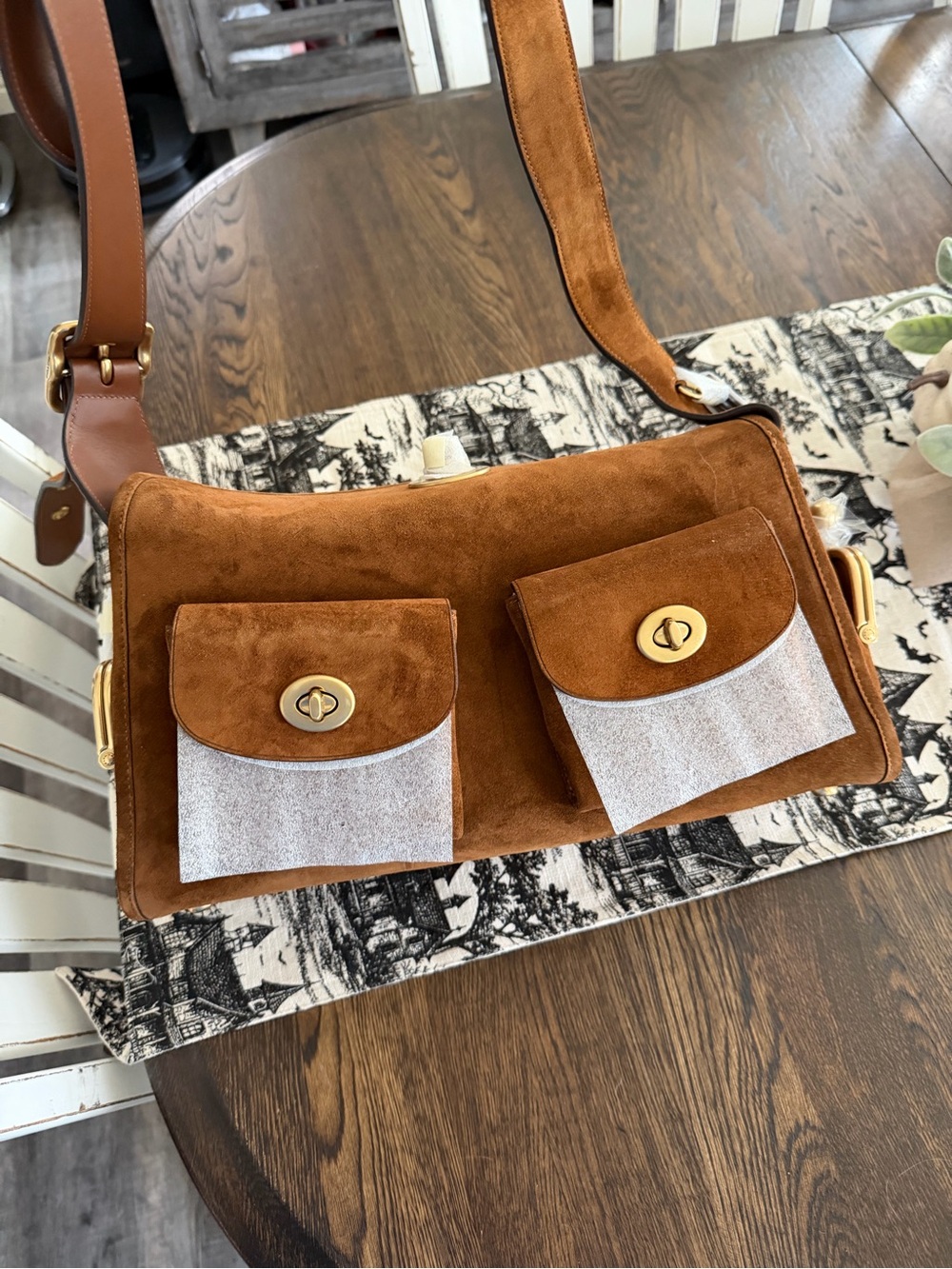 Large Coach haversack in suede